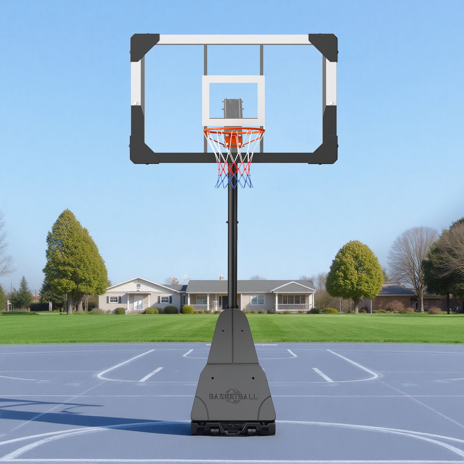 Portable Basketball Stand With Adjustable Height For Adults Kids_voghion.com